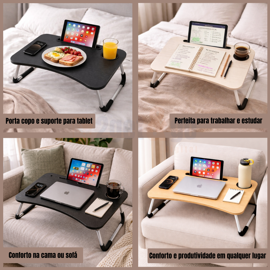 Mesa Dobrável Notebook Retrátil Home Office Apoio Cama Sofá Trabalho Café — imagen 5