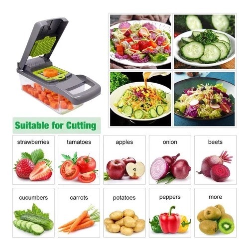 Fatiador Profissional Multifuncional 16 em 1 de Aço Inoxidável - Ideal para Vegetais, Frutas e Legumes — imagen 3