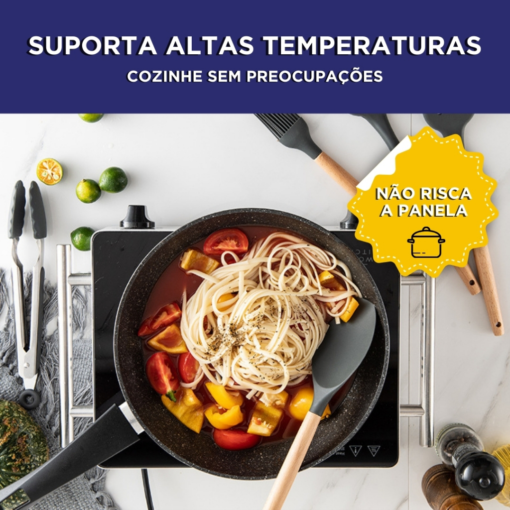 Utensílios Silicone Cozinha 12 Peças Antiaderente Fácil Limpeza Alta Resistência — imagen 5