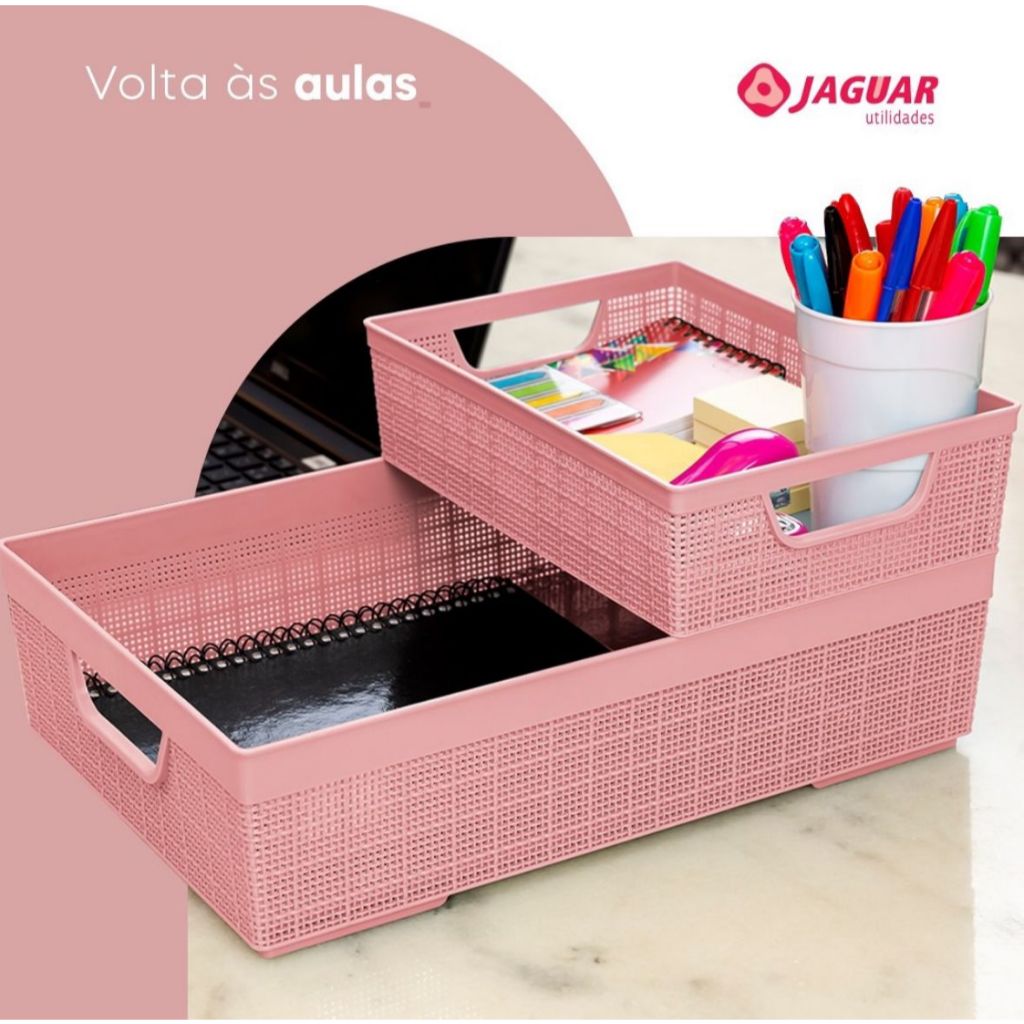 Kit 4 Cestos Organizador Grande em Plástico Empilhável Cozinha Banheiro Escritório 2 L 2 L 5,2 L — imagen 8