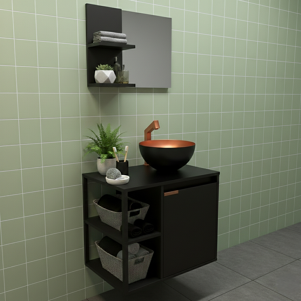 Kit Completo para Banheiro com Gabinete Industrial, Espelho e Cuba — imagen 7